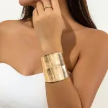 Geometric Irregular Wide Open Cuff Bracelet - ArtGalleryZen