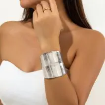 Geometric Irregular Wide Open Cuff Bracelet - ArtGalleryZen