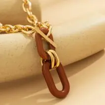 Geometric Layered Toggle Clasp Double Zero Shaped Pendant Choker Necklace - ArtGalleryZen
