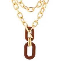 Geometric Layered Toggle Clasp Double Zero Shaped Pendant Choker Necklace - ArtGalleryZen