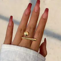 Geometric Minimalist Glossy Round Open Ring - ArtGalleryZen
