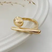 Geometric Minimalist Glossy Round Open Ring - ArtGalleryZen