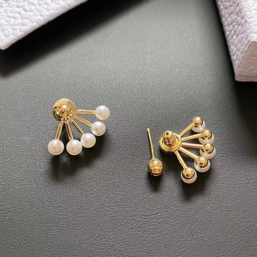 Geometric S925 Silver Post Pearl Earrings - ArtGalleryZen