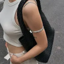 Geometric Silver Plated Striped Arm Cuff - ArtGalleryZen