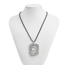 Geometric Spiral Square Wax Cord String Necklace - ArtGalleryZen