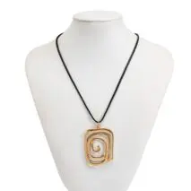 Geometric Spiral Square Wax Cord String Necklace - ArtGalleryZen