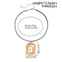 Geometric Spiral Square Wax Cord String Necklace - ArtGalleryZen