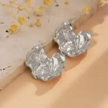 Geometric Textured Wide C Shaped Earrings - ArtGalleryZen