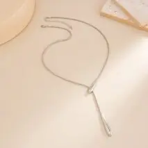 Geometric Waterdrop Charm Y Necklace - ArtGalleryZen