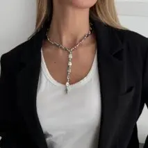 Geometric Waterdrop Y Necklace Gold Silver Layering Pendant - ArtGalleryZen