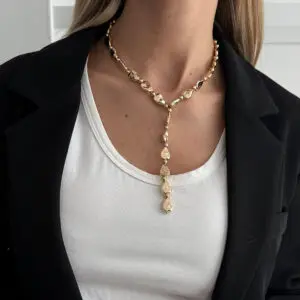 Geometric Waterdrop Y Necklace Gold Silver Layering Pendant - ArtGalleryZen