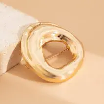Gold Silver Tone Irregular Hoop Pin Brooch - ArtGalleryZen