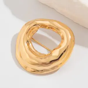 Gold Silver Tone Irregular Hoop Pin Brooch - ArtGalleryZen