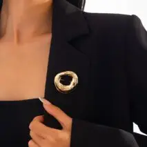 Gold Silver Tone Irregular Hoop Pin Brooch - ArtGalleryZen