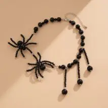 Gothic Crystal Beaded Spider Tassel Necklace - ArtGalleryZen