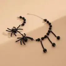 Gothic Crystal Beaded Spider Tassel Necklace - ArtGalleryZen