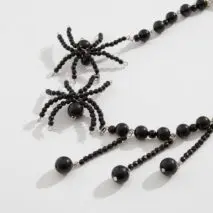 Gothic Crystal Beaded Spider Tassel Necklace - ArtGalleryZen