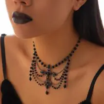 Gothic Layered Cross Pendant Crystal Chain Choker Necklace - ArtGalleryZen