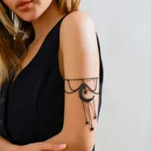 Gothic Layered Moon Star Tassel Arm Cuff - ArtGalleryZen