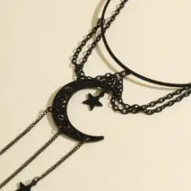 Gothic Layered Moon Star Tassel Arm Cuff - ArtGalleryZen