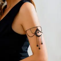 Gothic Layered Moon Star Tassel Arm Cuff - ArtGalleryZen
