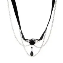 Gothic Layered Rose Rhinestone Pendant Choker Necklace - ArtGalleryZen