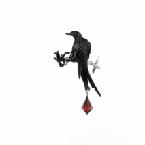 Gothic Rhinestone Dangle Crow Ear Cuff Earrings-ArtGalleryZen