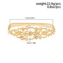 Gothic Rhinestone Inlaid Abstract Lace Pattern Bangle Bracelet - ArtGalleryZen