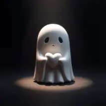 Halloween Cute Middle Finger Ghost Light Up Statue - ArtGalleryZen