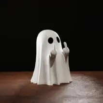Halloween Cute Middle Finger Ghost Light Up Statue - ArtGalleryZen