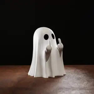 Halloween Cute Middle Finger Ghost Light Up Statue - ArtGalleryZen