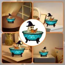 Halloween Ghost Bubble Bath Tiffany Lamp Night Light - ArtGalleryZen