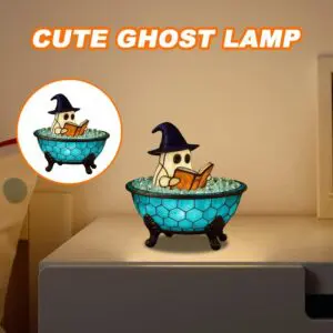 Halloween Ghost Bubble Bath Tiffany Lamp Night Light - ArtGalleryZen