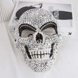 Halloween Glitter Rhinestone Skull Mask - ArtGalleryZen