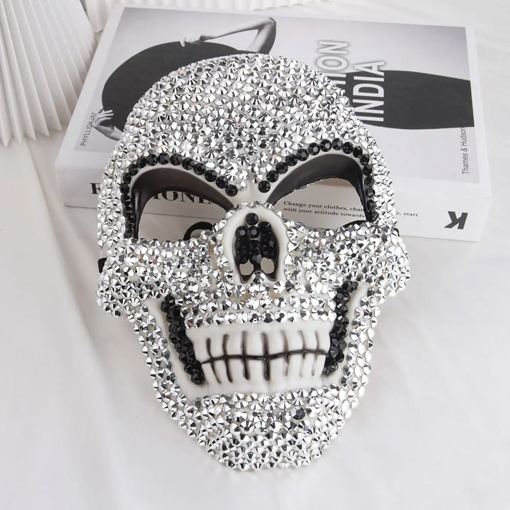 Halloween Glitter Rhinestone Skull Mask - ArtGalleryZen