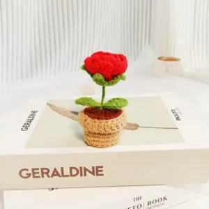 Hand-knitted Potted Crochet Flower - ArtGalleryZen