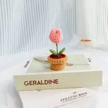 Hand-knitted Potted Crochet Flower - ArtGalleryZen