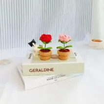 Hand-knitted Potted Crochet Flower - ArtGalleryZen