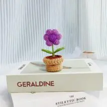 Hand-knitted Potted Crochet Flower - ArtGalleryZen