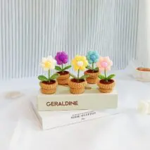 Hand-knitted Potted Crochet Flower - ArtGalleryZen