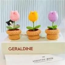 Hand-knitted Potted Crochet Flower - ArtGalleryZen
