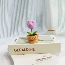 Hand-knitted Potted Crochet Flower - ArtGalleryZen