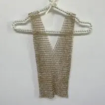 Handmade Bling Rhinestone Fishnet See Through Mesh Halter Top - ArtGalleryZen