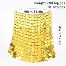 Handmade Glitter Mirror Sequins Patchwork Strappy Nightclub Split Skirt - ArtGalleryZen
