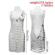 Handmade Glitter Rhombic Sequin Dress - ArtGalleryZen