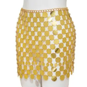 Handmade Squamous Glitter Sequins Patchwork Strappy Nightclub Party Skirt - ArtGalleryZen