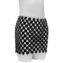 Handmade Glitter Sequins Patchwork Strappy Nightclub Party Mini Skirt - ArtGalleryZen
