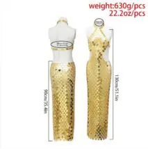 Handmade Gold Silver Rose Red Glitter Strappy Mirror Sequin Dress - ArtGalleryZen