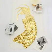 Handmade Gold Silver Rose Red Glitter Strappy Mirror Sequin Dress - ArtGalleryZen