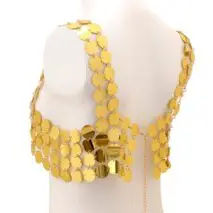 Handmade Gold Silver Tone Glitter Sequins Party Tank Top - ArtGalleryZen